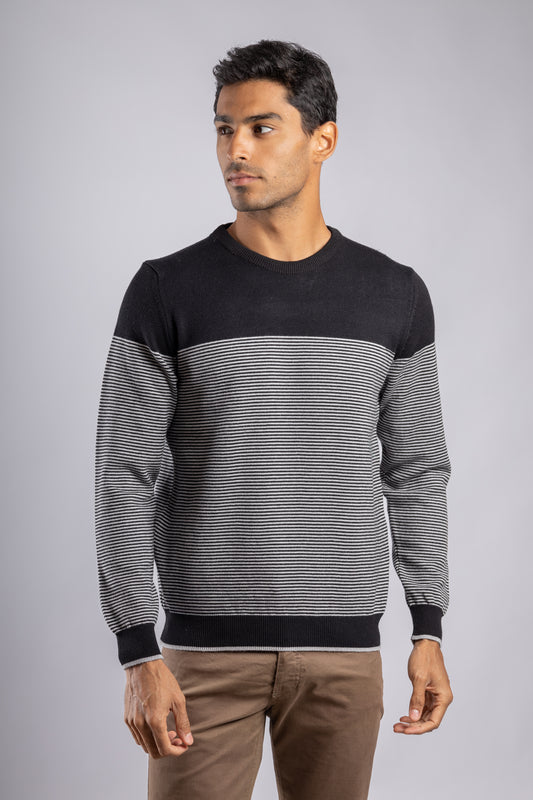 Black striped pullover