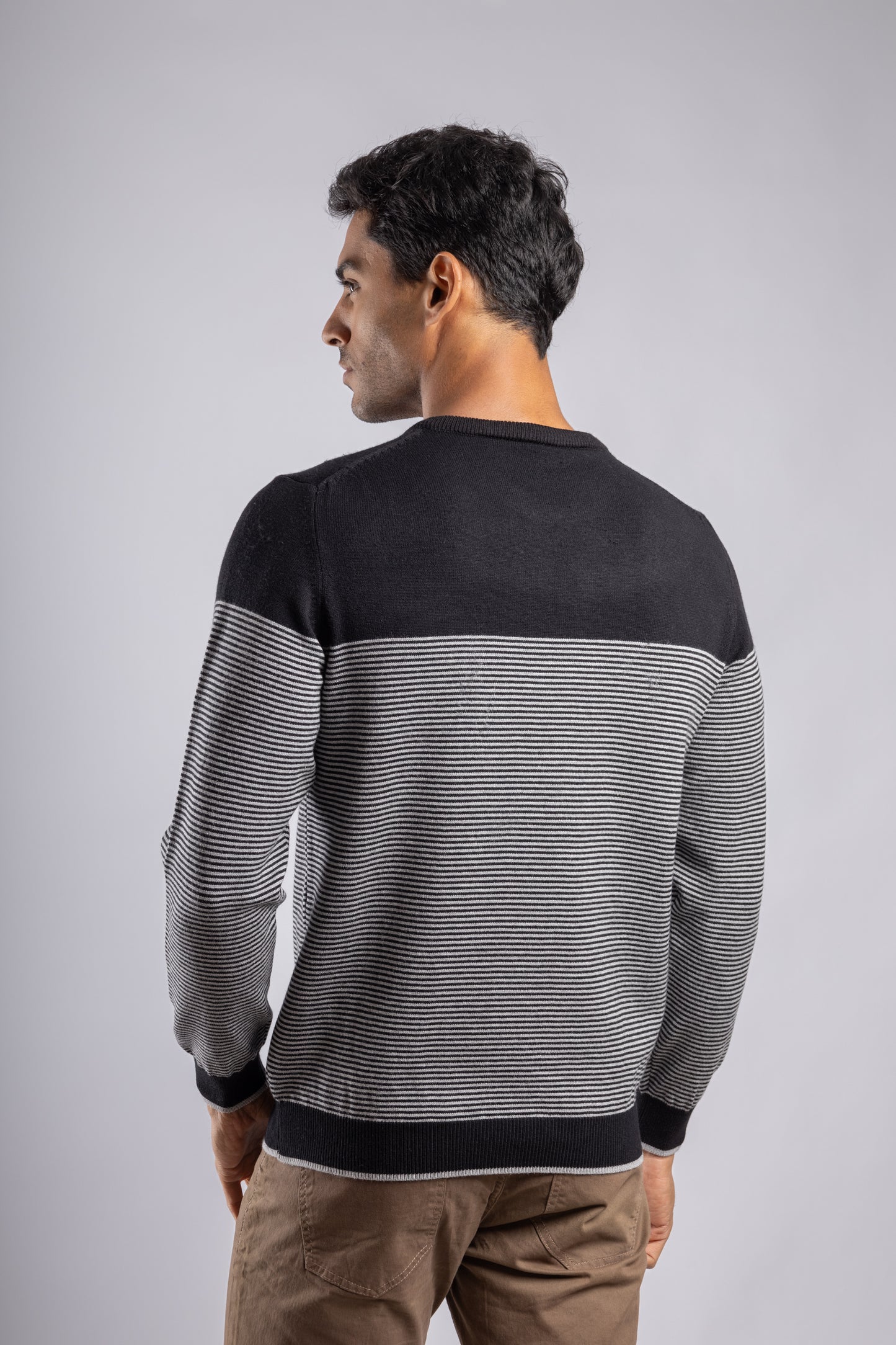 Black striped pullover