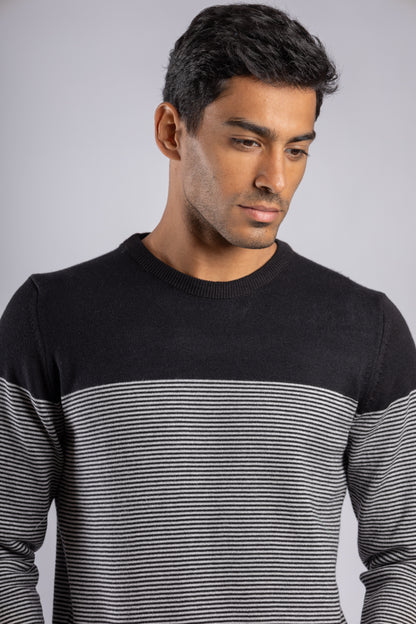 Black striped pullover