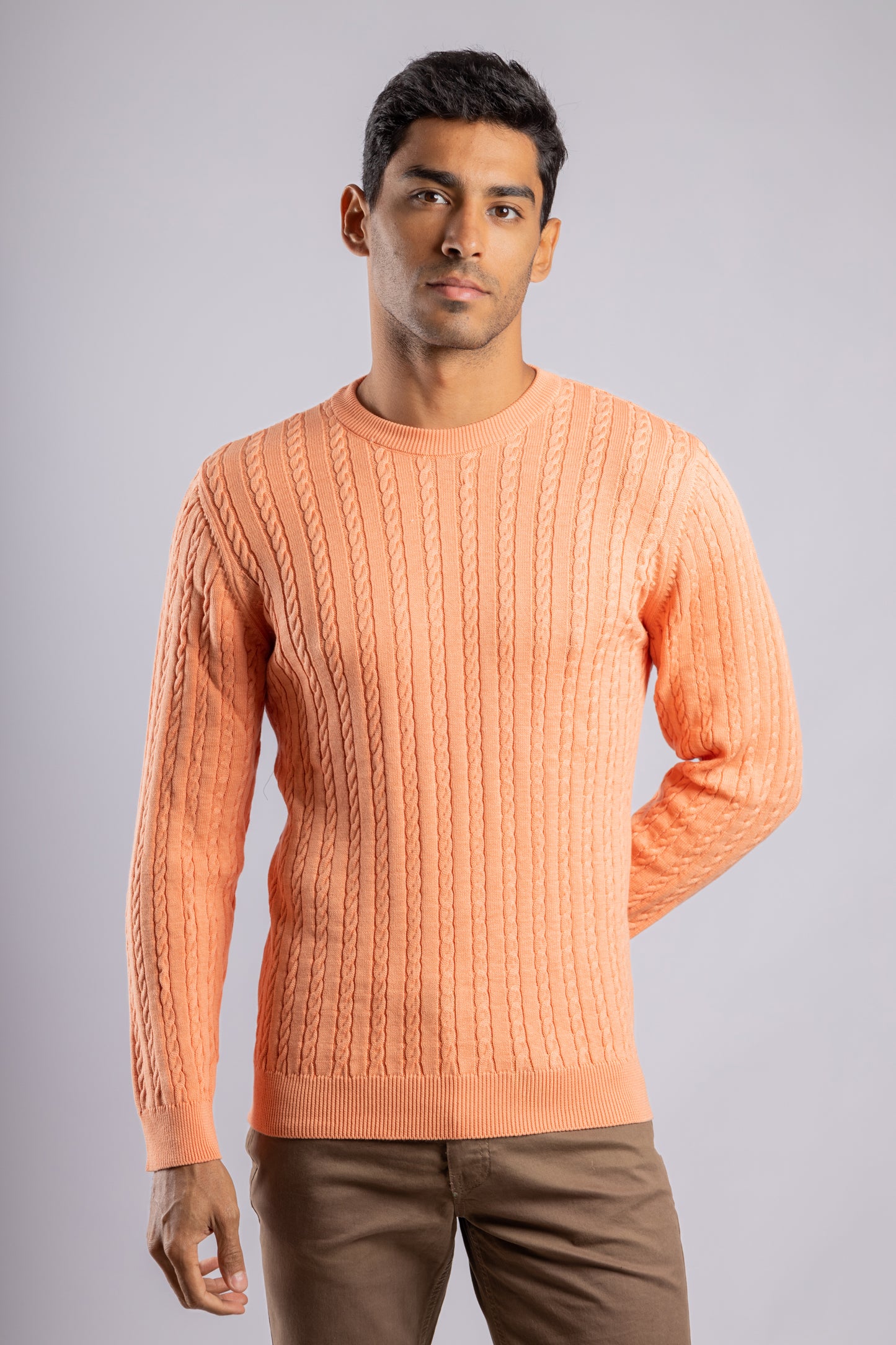 Orange Cable Knit Pullover