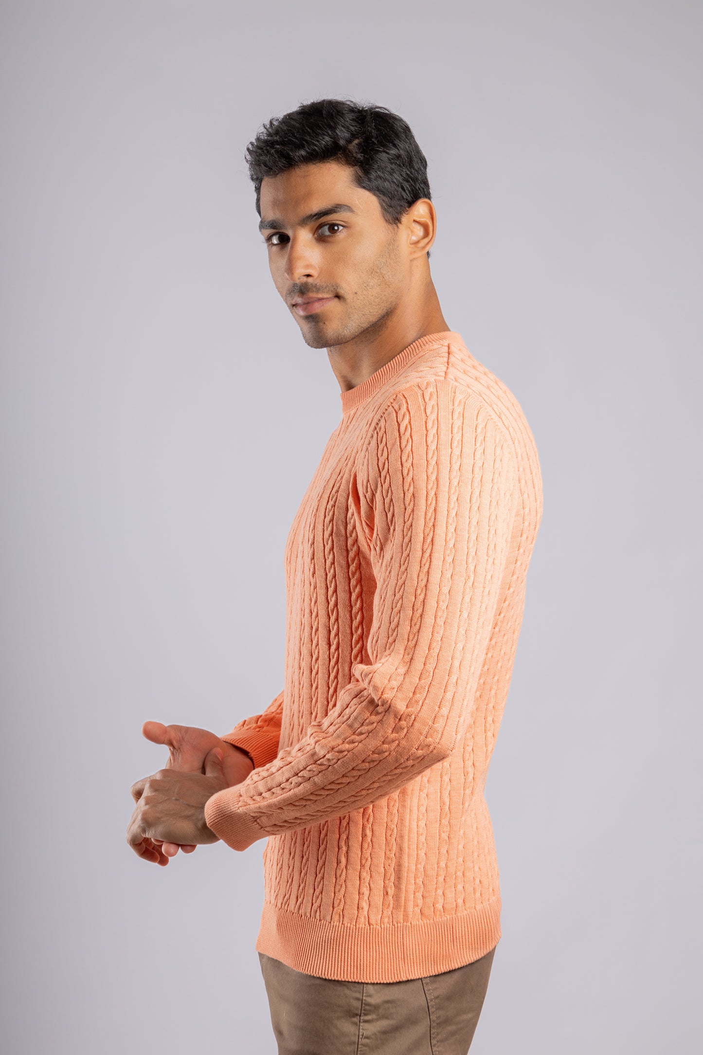 Orange Cable Knit Pullover