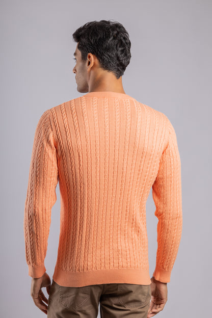 Orange Cable Knit Pullover