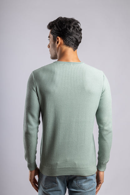 Mint Green Round Neck Cotton knitted Pullover