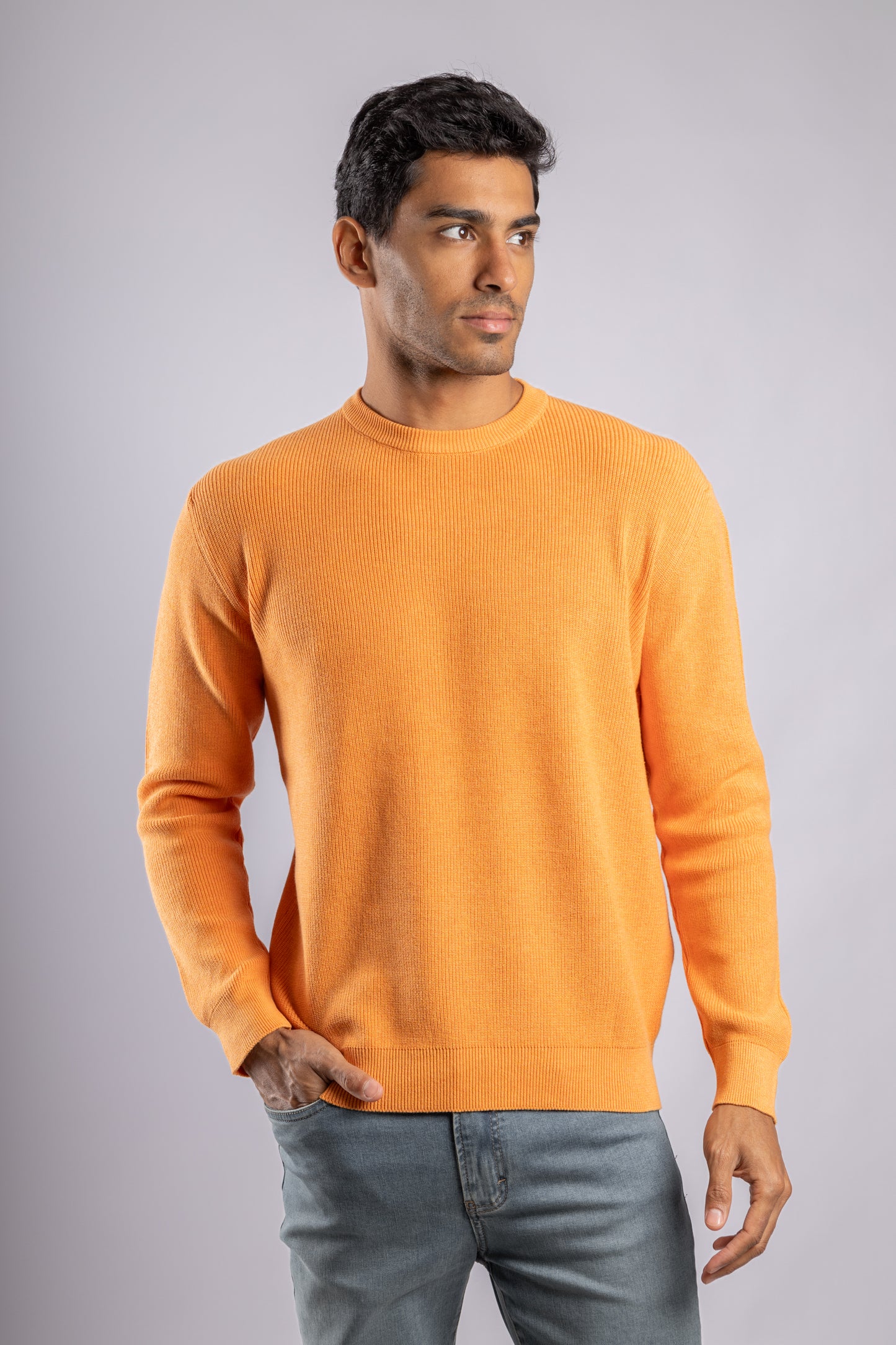 Orange Casual Knitted Pullover