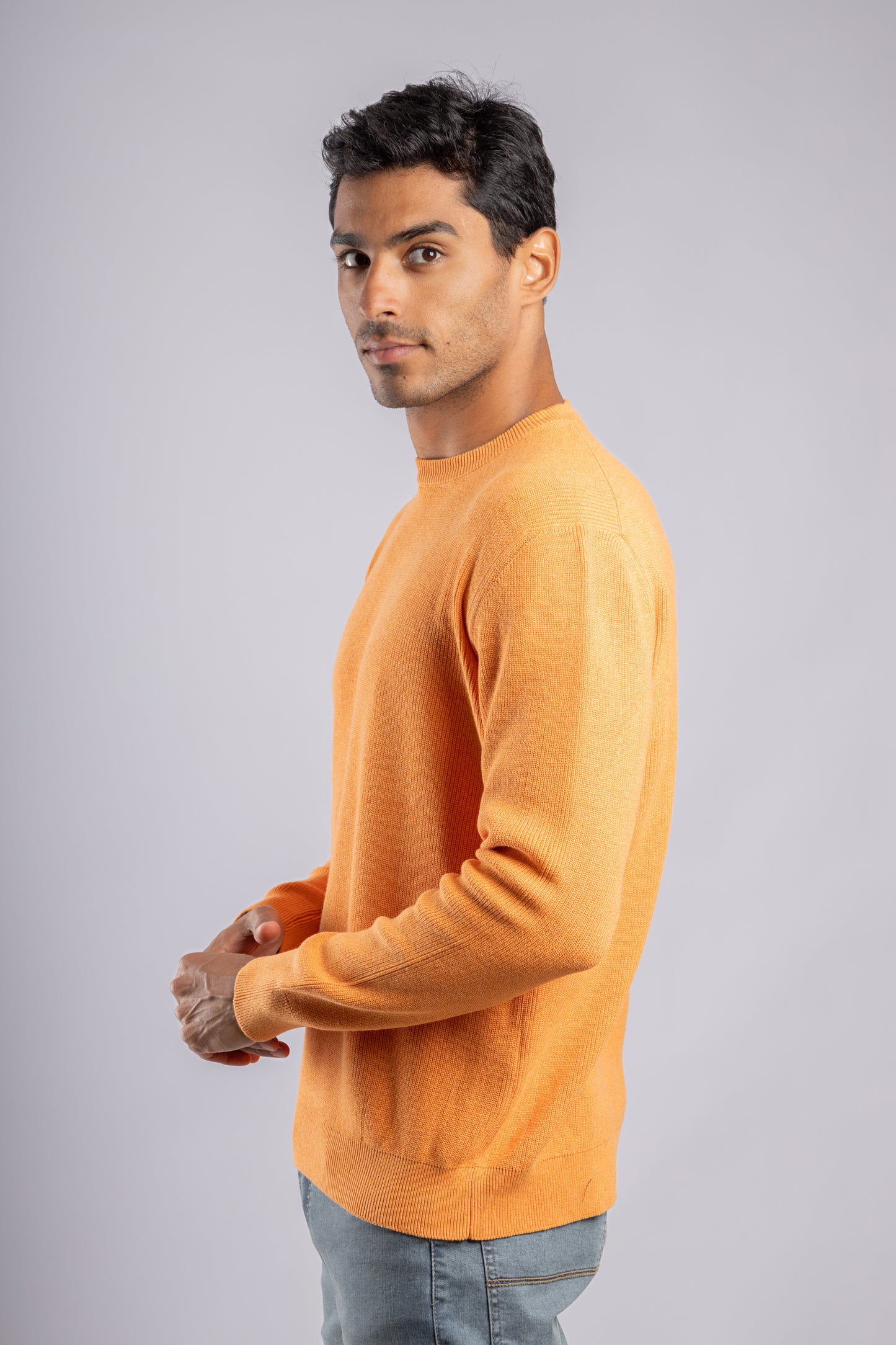 Orange Casual Knitted Pullover