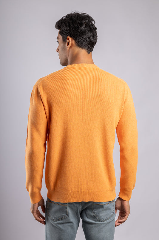 Orange Casual Knitted Pullover