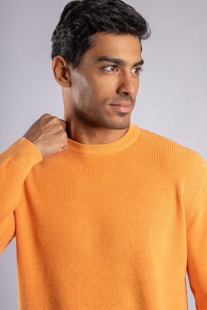 Orange Casual Knitted Pullover