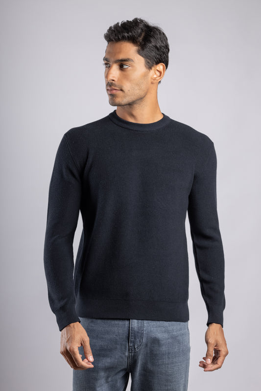 Navy Casual Knitted Pullover