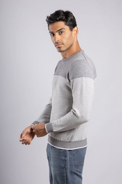 Grey striped pullover