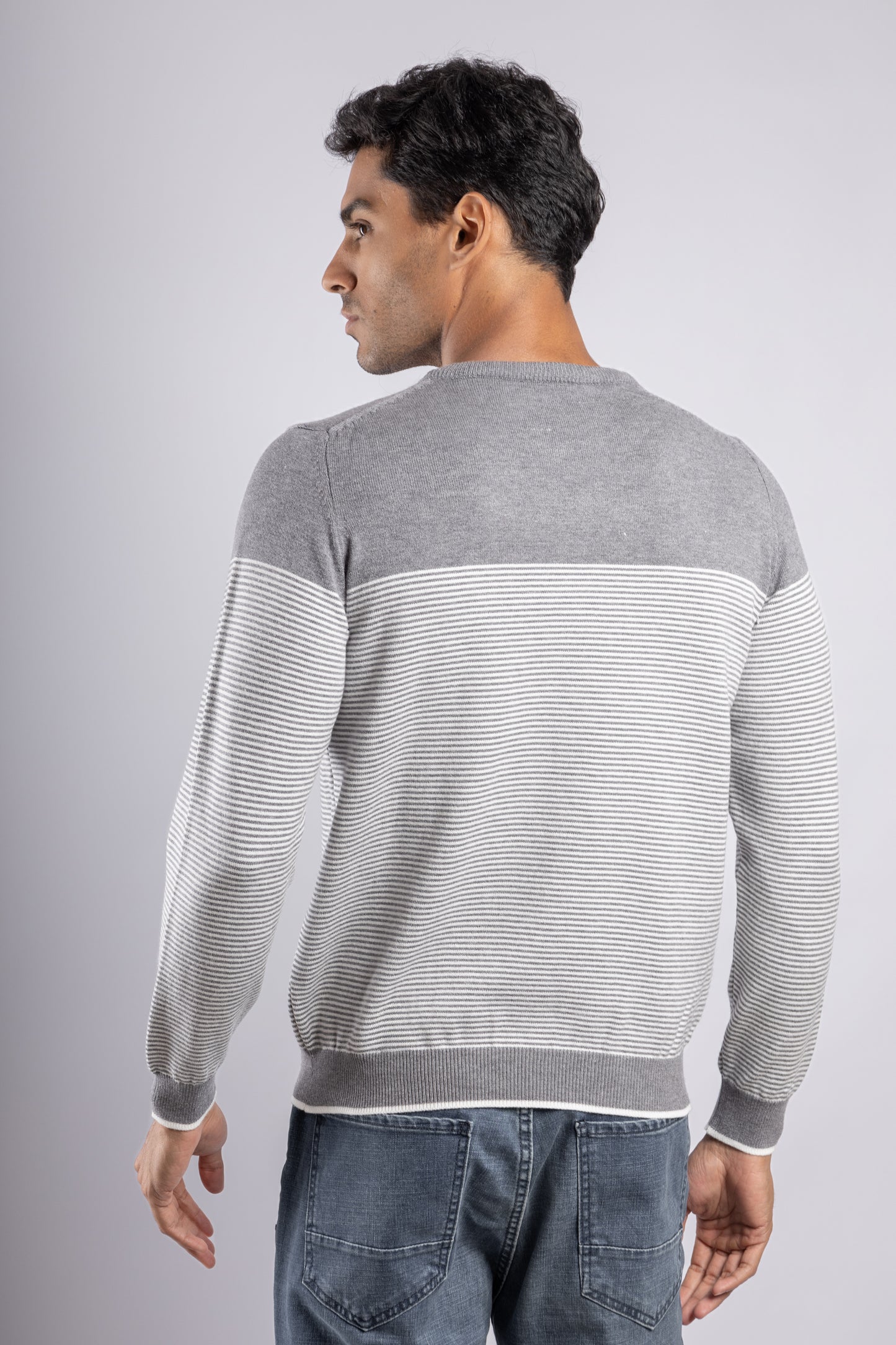 Grey striped pullover