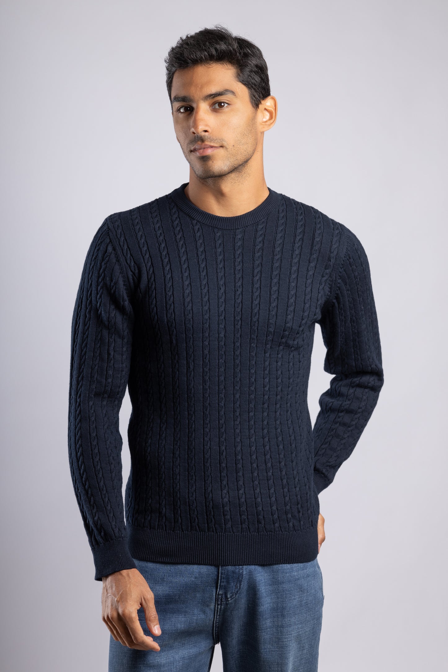 Dark Navy Cable Knit Pullover