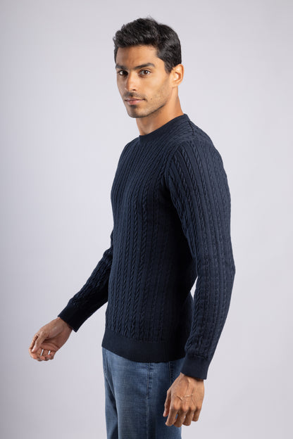 Dark Navy Cable Knit Pullover