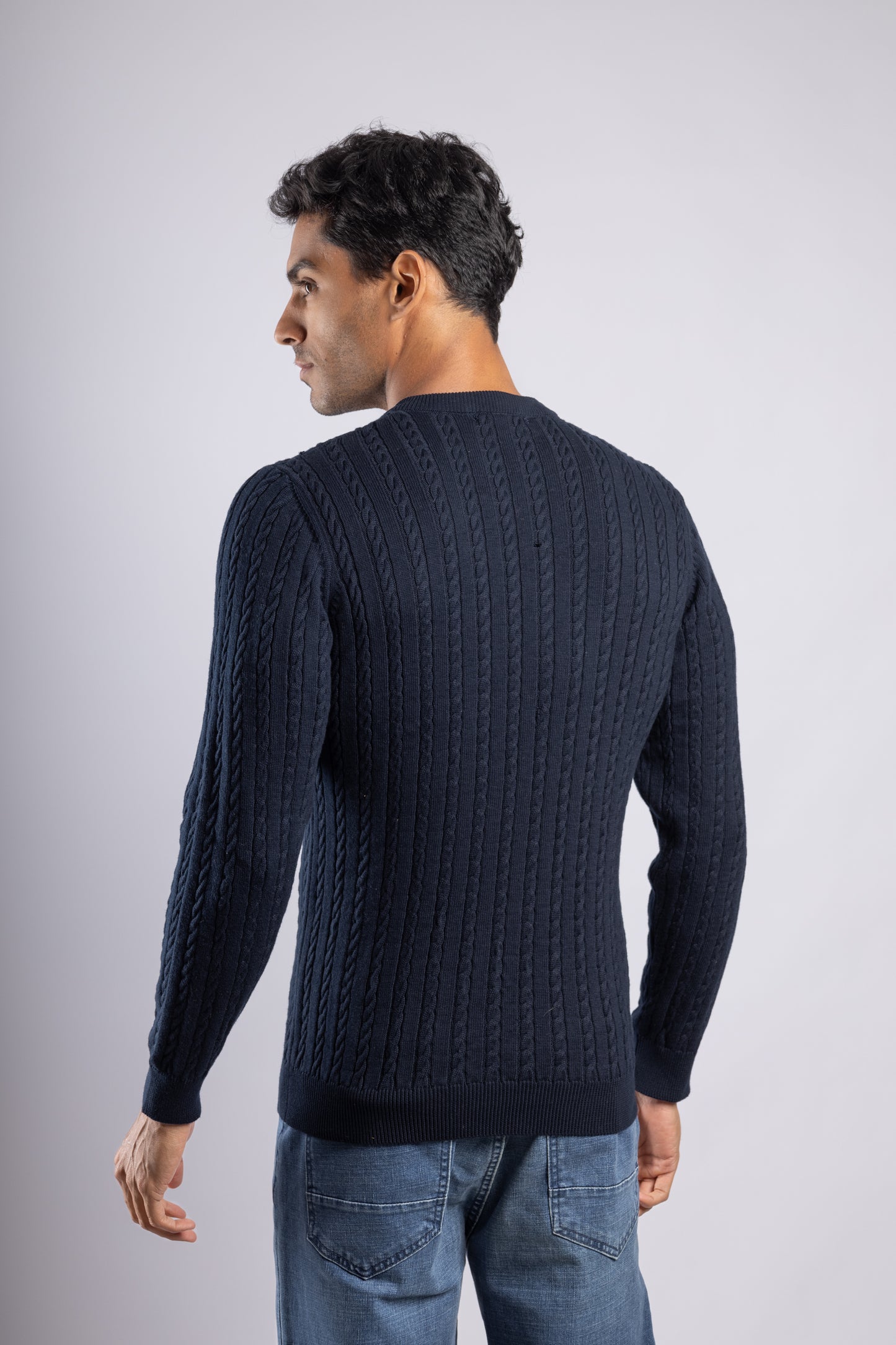 Dark Navy Cable Knit Pullover