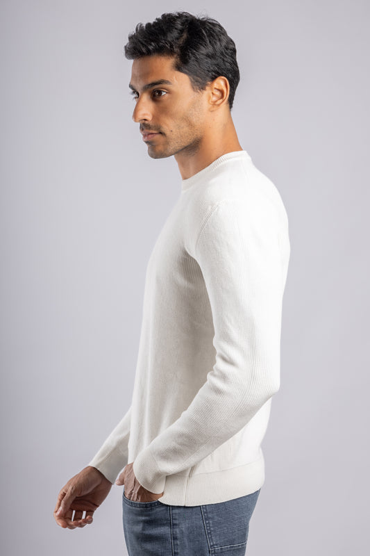 White Casual Knitted Pullover