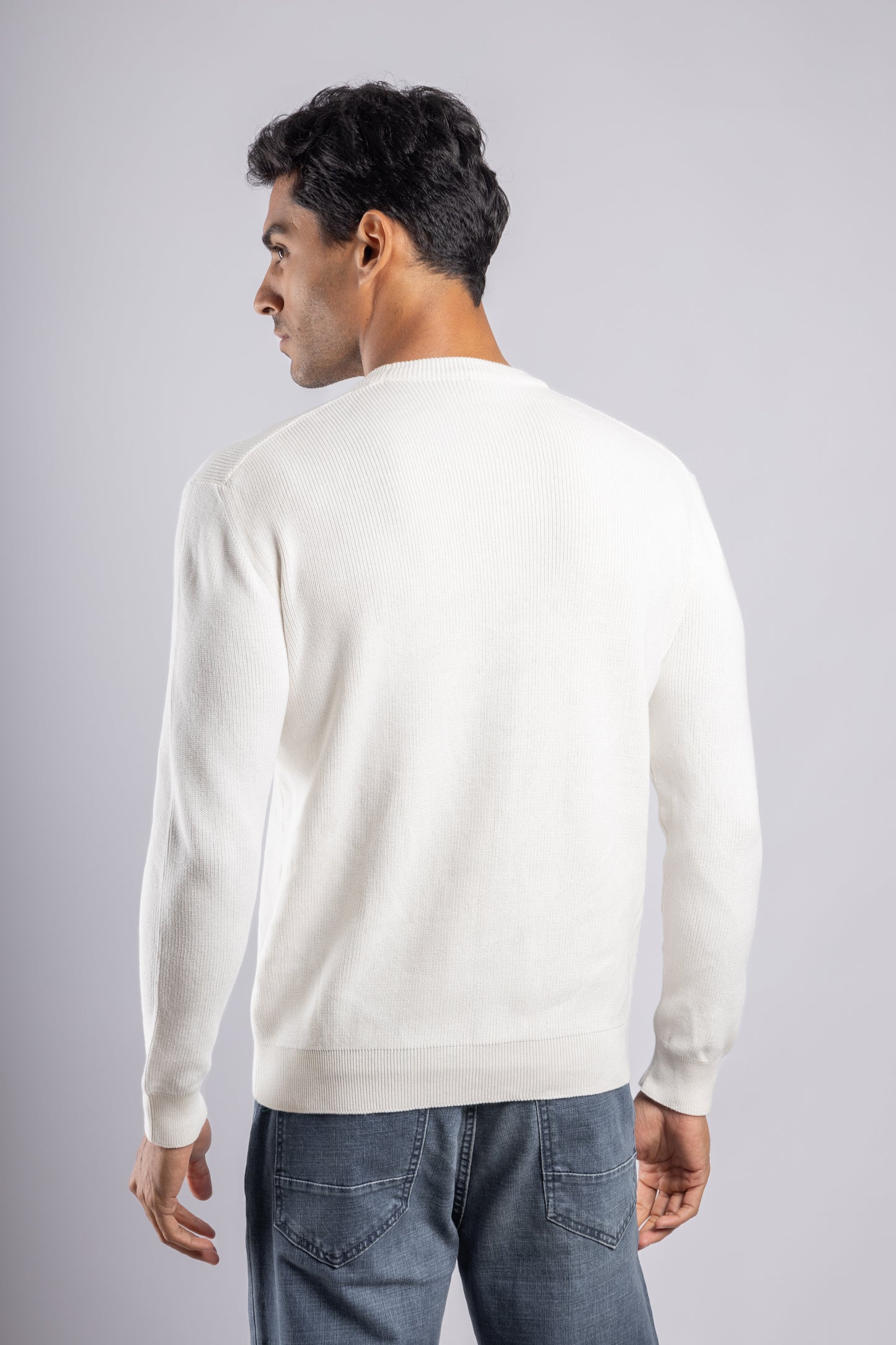 White Casual Knitted Pullover