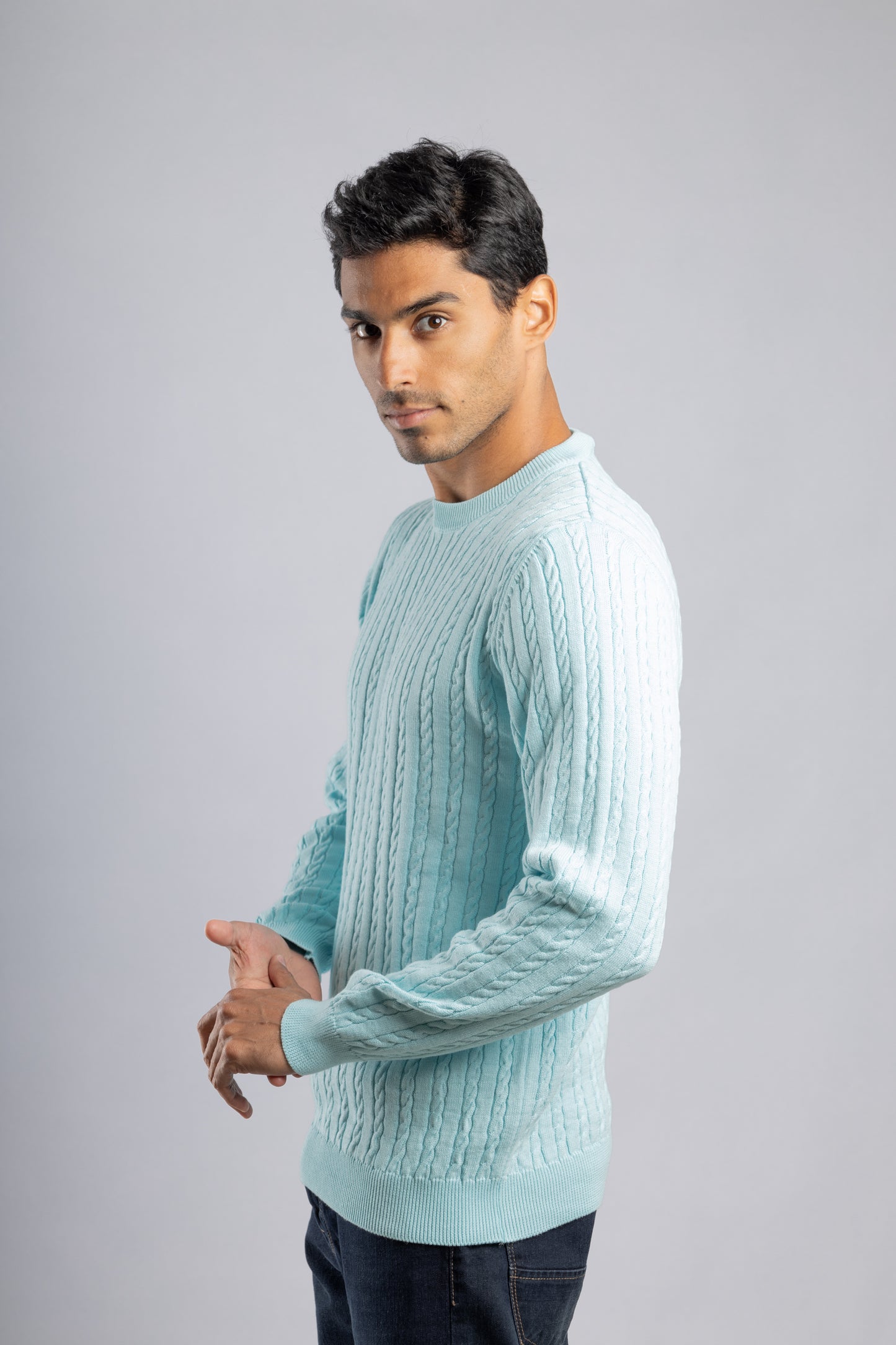 Turquoise Cable Knit Pullover