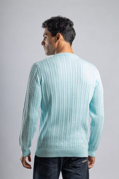 Turquoise Cable Knit Pullover