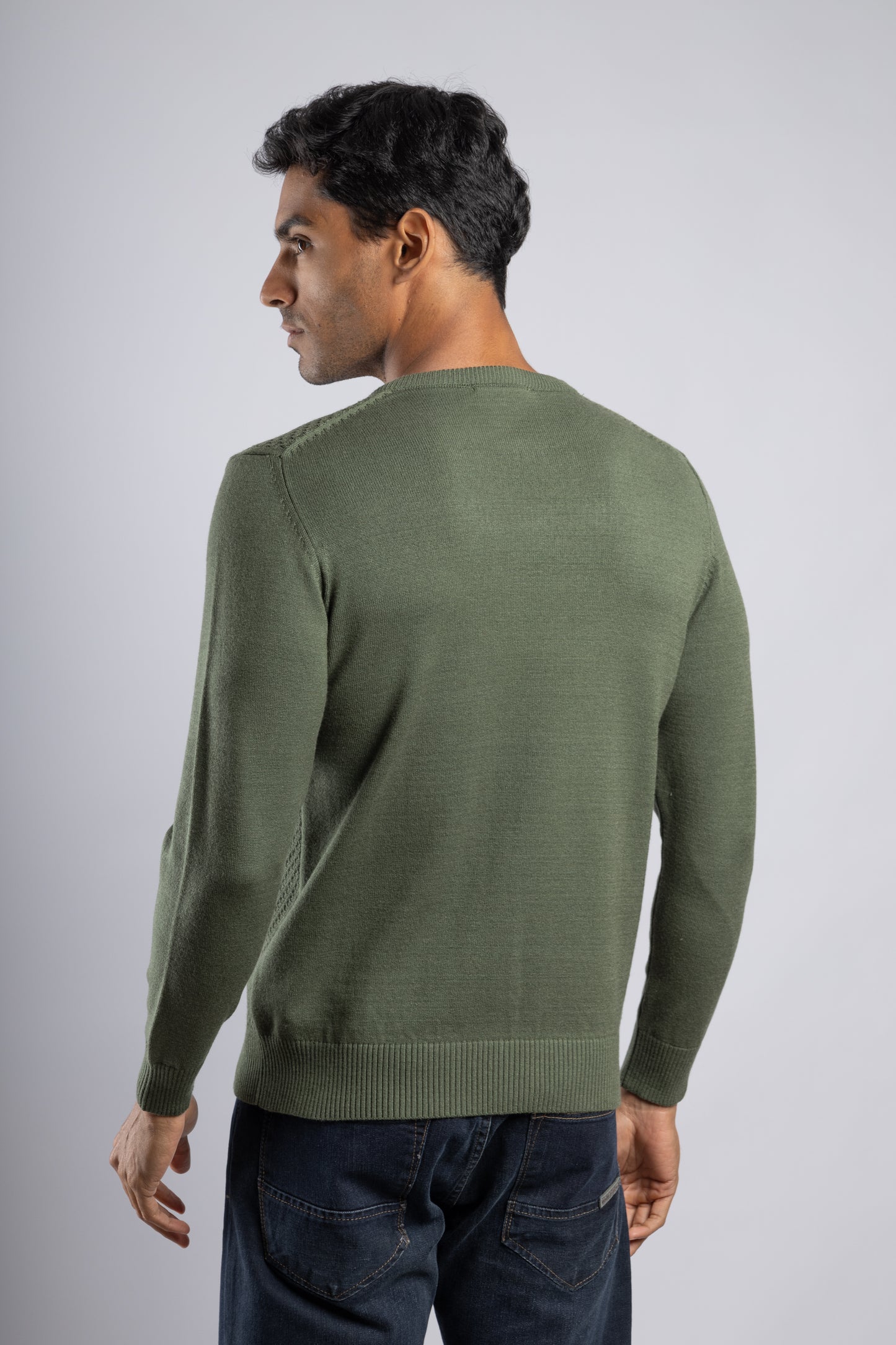 Olive Crew Neck knitted Pullover