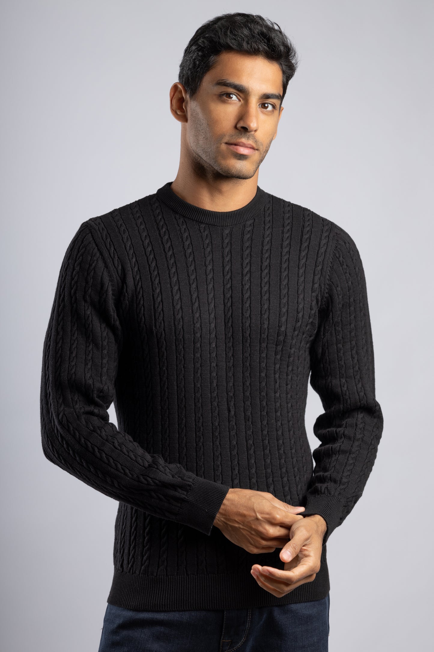 Black Cable Knit Pullover