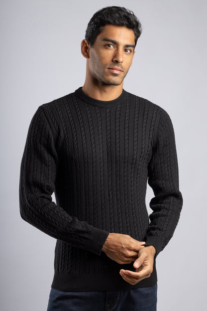 Black Cable Knit Pullover