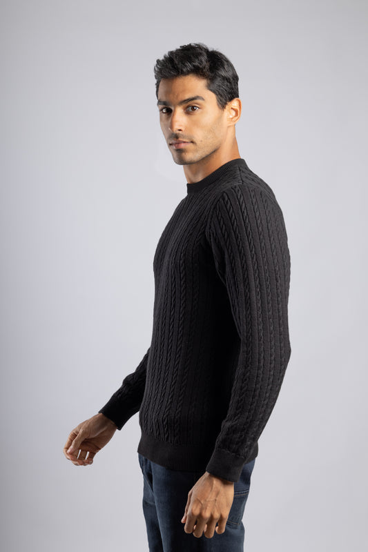 Black Cable Knit Pullover