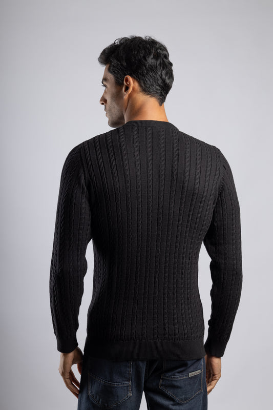 Black Cable Knit Pullover