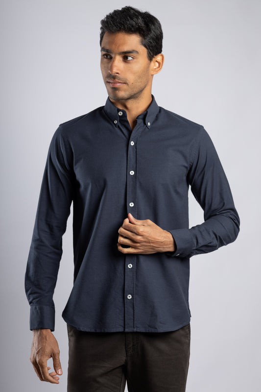 Dark Navy Plain Oxford Shirt