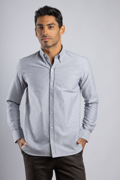 Light Grey Plain Oxford Shirt