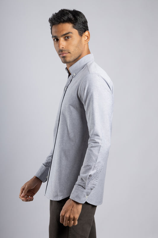 Light Grey Plain Oxford Shirt