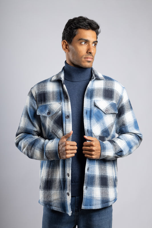 Checkered Overshirt with Fur Lining