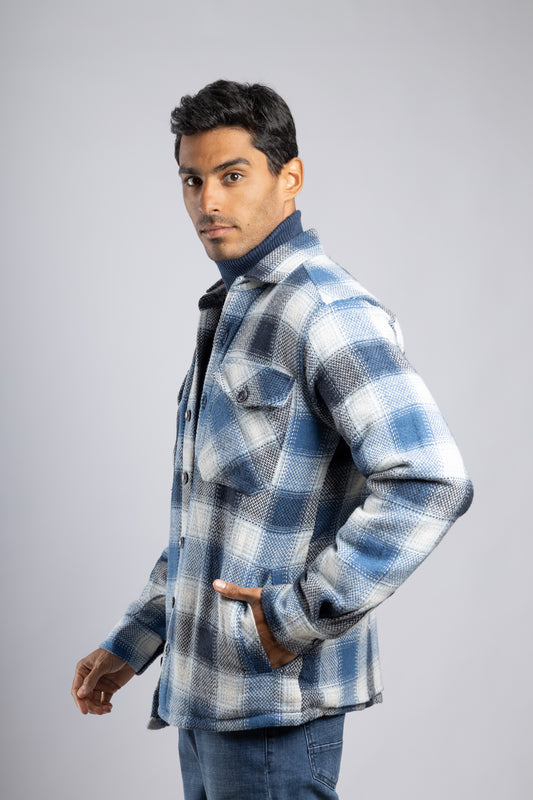 Checkered Overshirt with Fur Lining