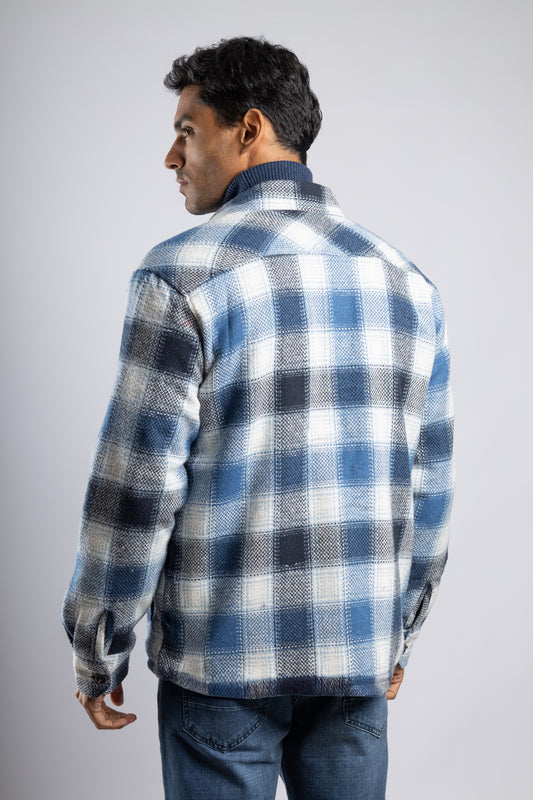 Checkered Overshirt with Fur Lining