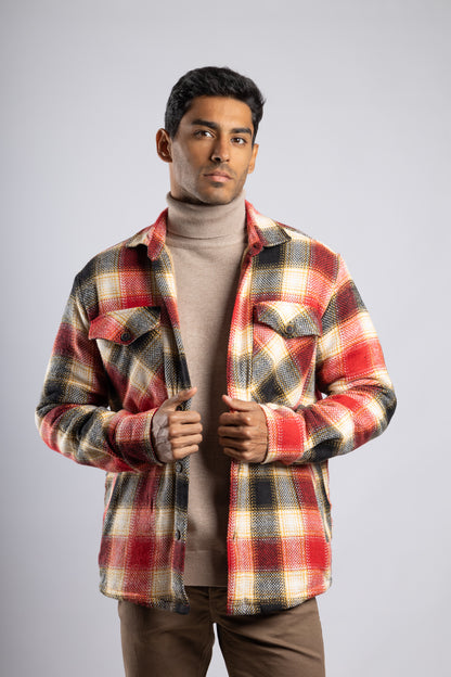 Checkered Overshirt with Fur Lining