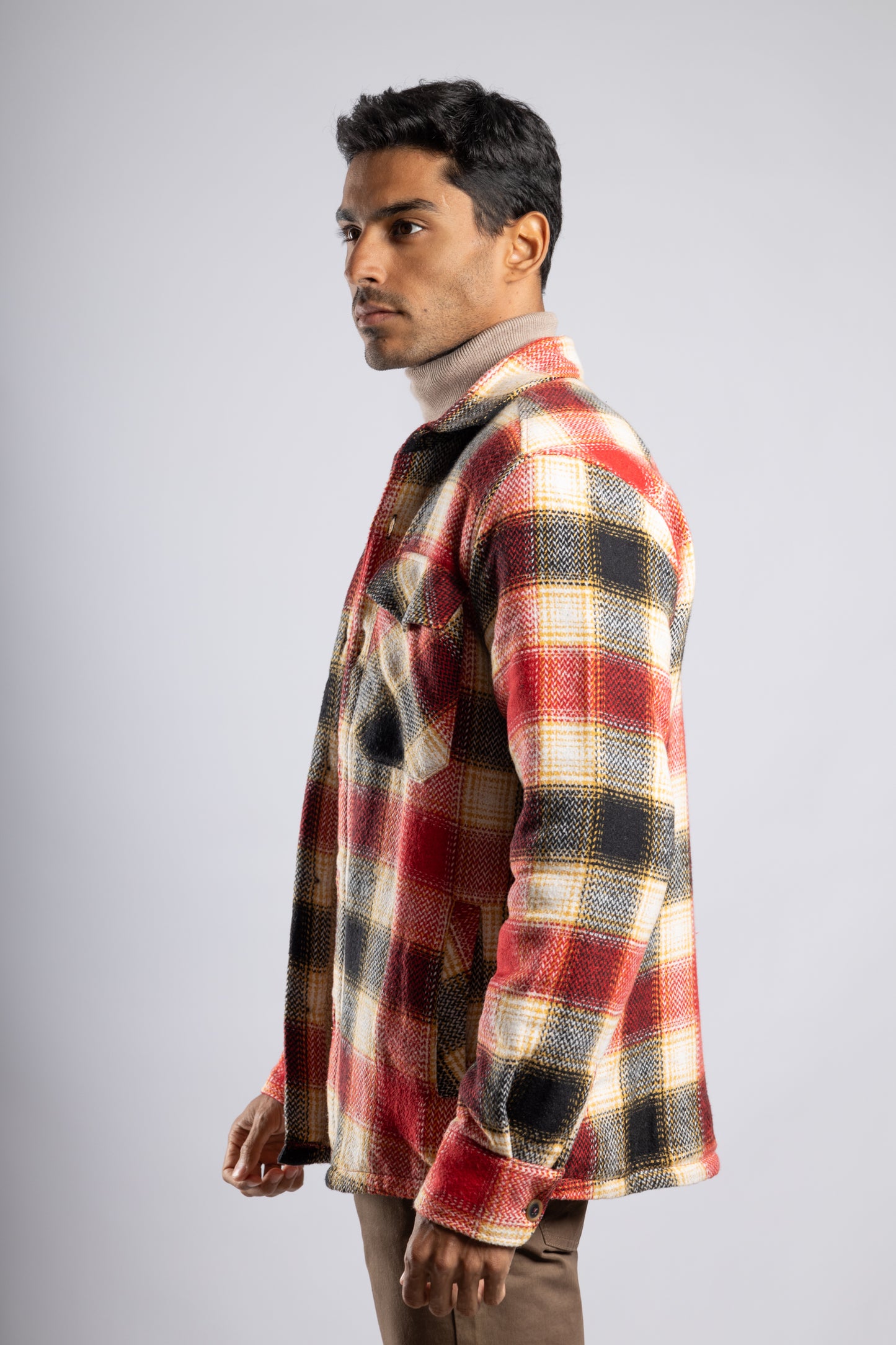 Checkered Overshirt with Fur Lining