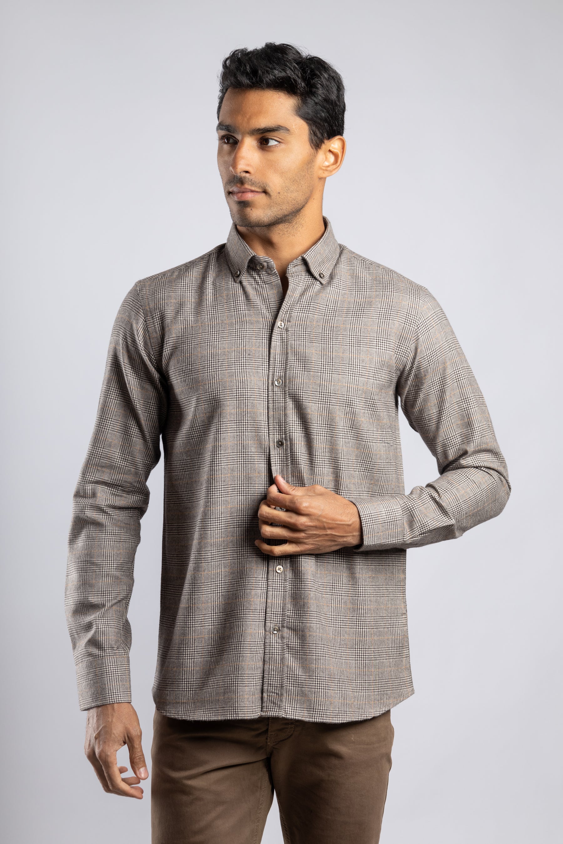 Checkered Long Sleeves Cotton Shirt