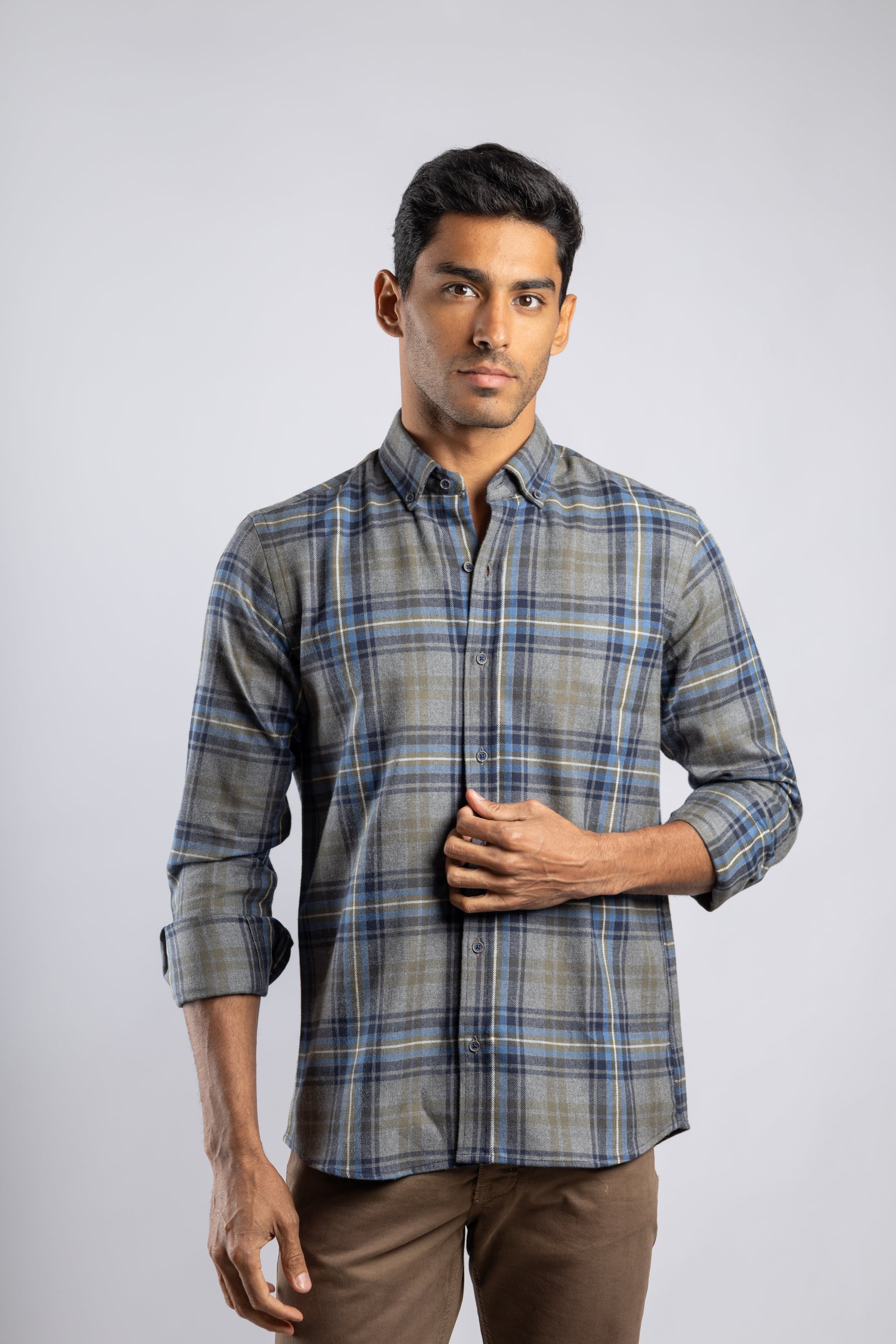 Checkered Long Sleeves Cotton Shirt