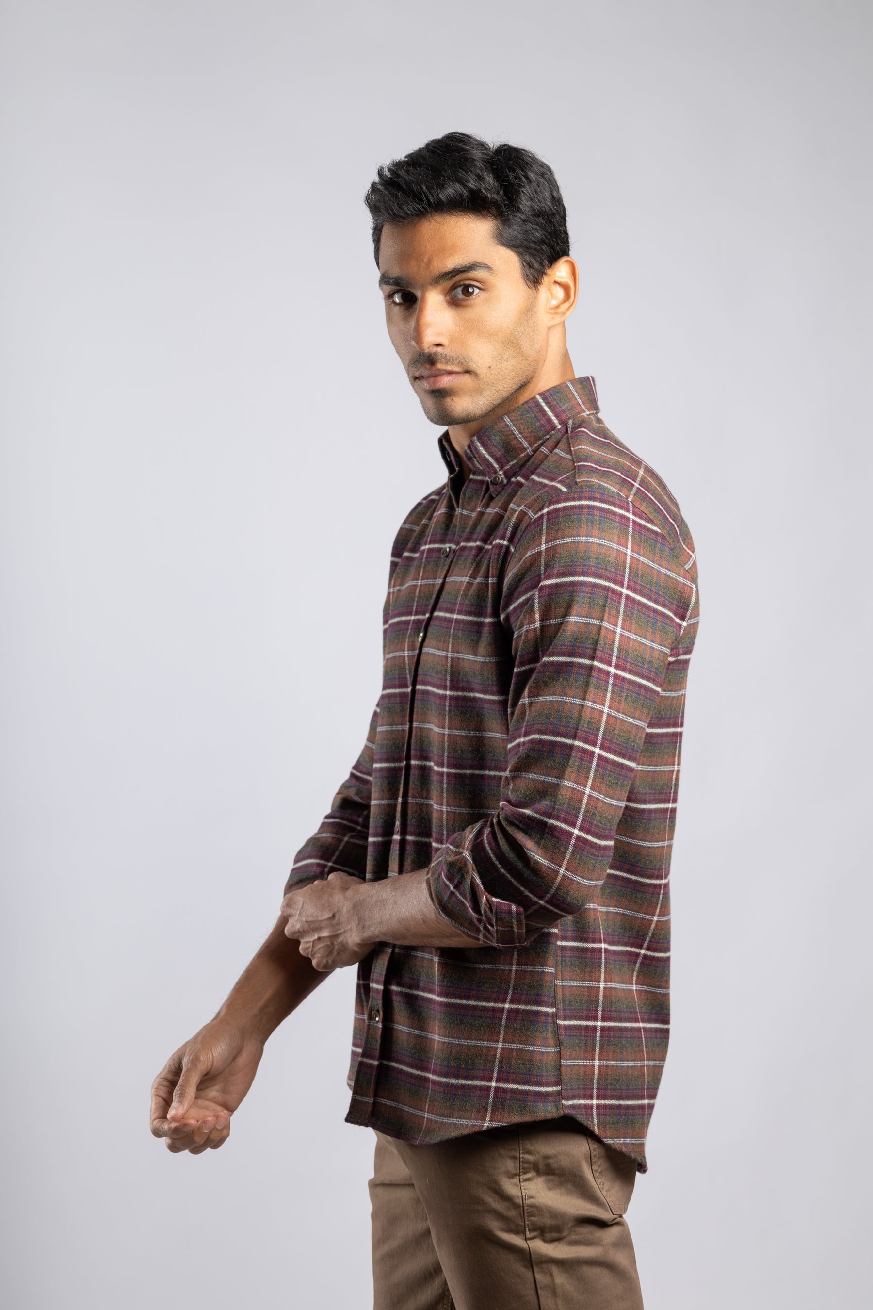 Checkered Long Sleeves Cotton Shirt