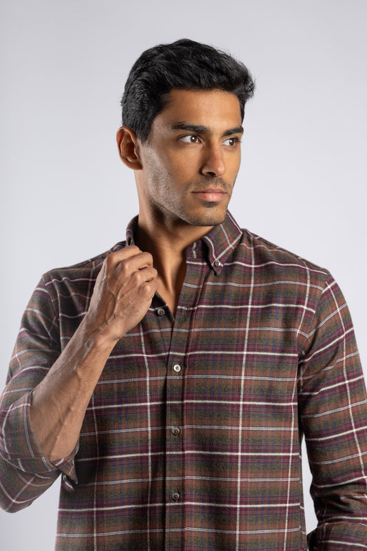 Checkered Long Sleeves Cotton Shirt