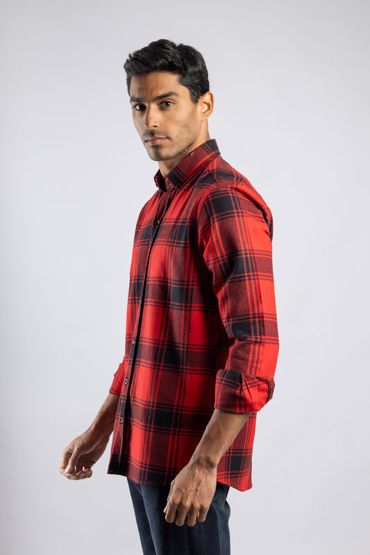 Checkered Long Sleeves Cotton Shirt