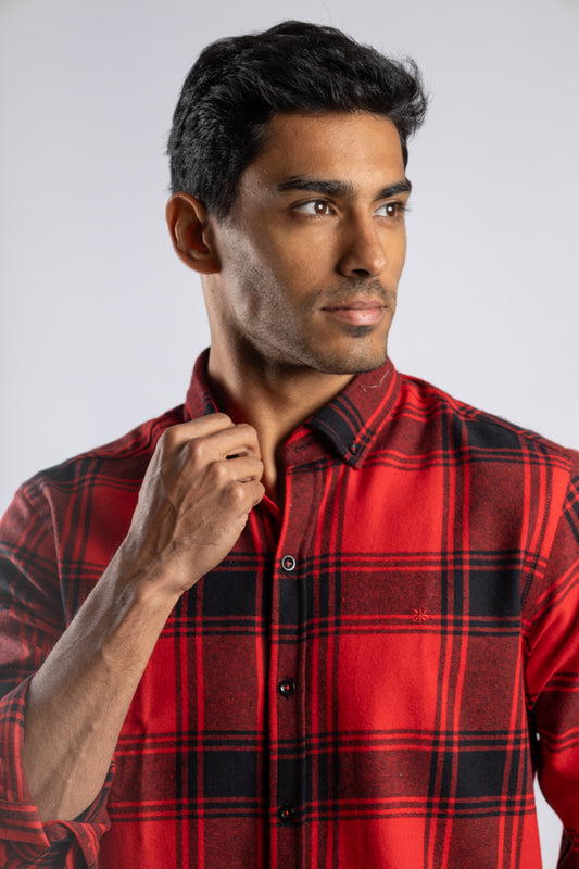 Checkered Long Sleeves Cotton Shirt