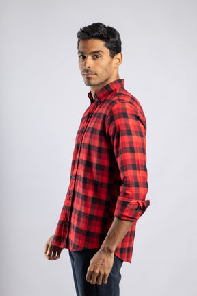 Checkered Long Sleeves Cotton Shirt