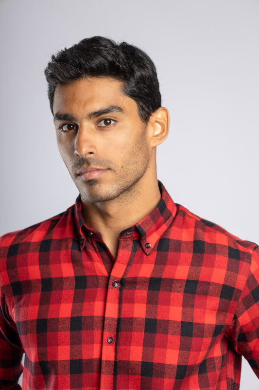 Checkered Long Sleeves Cotton Shirt