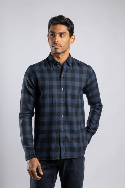 Checkered Long Sleeves Cotton Shirt