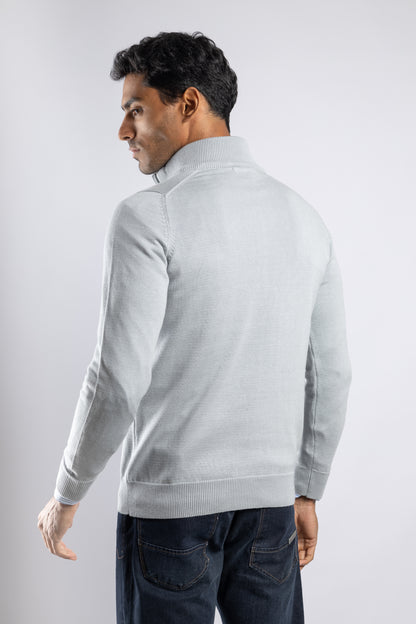 Silver Plain Half Zipper Pullover