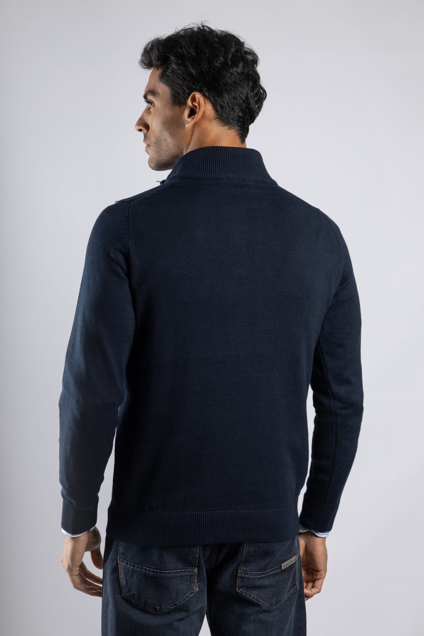 Navy Plain Half Zipper Pullover