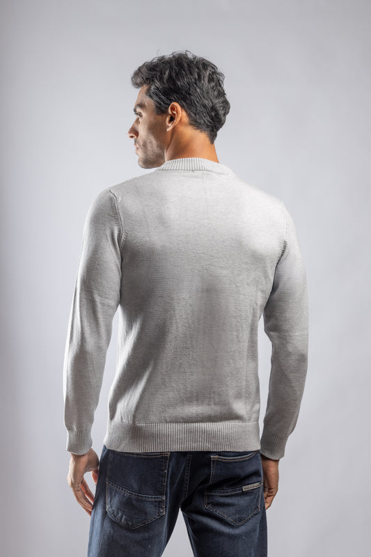 Ligh Grey High Neck knitted Pullover