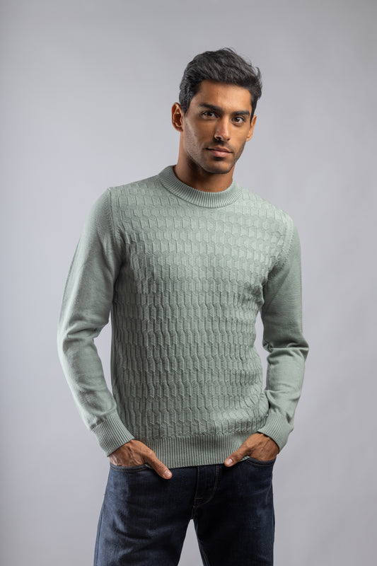 Mint Green High Neck knitted Pullover