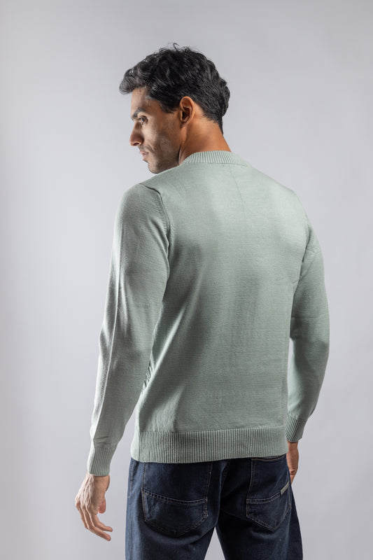 Mint Green High Neck knitted Pullover