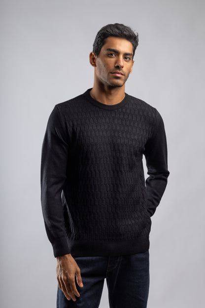 Black High Neck knitted Pullover