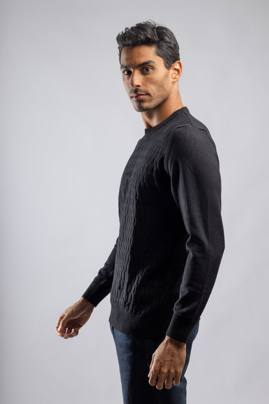 Black High Neck knitted Pullover